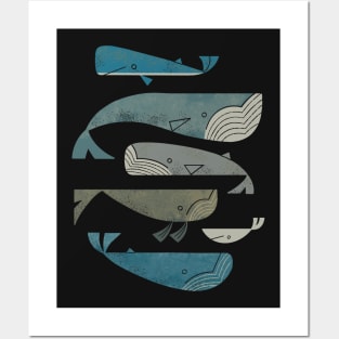 Retro Whale Pod Posters and Art